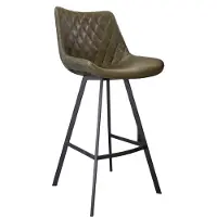 Happyment Barkruk Modern - Groen - Modern Design - Met rugleuning - Voetsteun - Voor Keuken en Bar - Imitatie leer - Set van 1