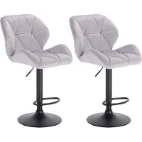 Happyment Barkruk Comfy Lichtgrijs - Met rugleuning - Stevig- Velvet - Set van 1 - Keuken - Barstoelen ergonomisch - Verstelbaar in hoogte - Zithoogte 60-82cm