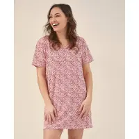 Little label - zomer nachthemd dames - roze zebra-streep - S / 36-38 - extra zachte bio-katoen