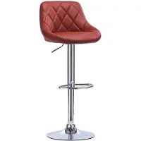 Happyment Designer Barkruk Serino - Met rugleuning - Stevig - Ergonomische barstoel - Zithoogte 60 - 82cm - Donker rood - Set van 1 - Keuken en bar - In hoogte verstelbaar