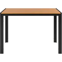 Happyment Tuintafel Zyrell - Buitentafel - Eettafel buiten - Outdoor - Voor Tuin & Terras - Rechthoekige Aluminium Tafel met Metalen Lattenbodem -110x70x73 cm - Hout