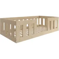 Need Sleep – Laag Montessori Peuterbed 80x160 cm – Veilig Kinderbed op de Vloer – Massief Houten Bed – Naturel