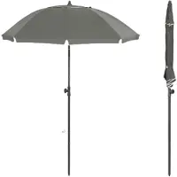 Happyment Zonnescherm voor koeien – Geschikt voor balkon, strand of tuin – Verstelbaar en kantelbaar tot 35° – UV-bestendig en waterdicht – Grijs – Diameter 135 cm