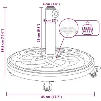 vidaXL Parasolstandaard, 15,35 kg, zwart, ijzer, rond