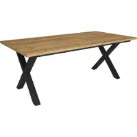 Happyment Eetkamertafel Diva - Rechthoek - 4 tot 8 personen - Premium look - Massief hout - Eettafel - X poten zwart - 200x90x75cm