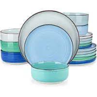 Happyment Averto Serviesset - 18 delig - 6 persoons - Rainbow - Dinerborden - Bordenset - Diepe borden - Ontbijtborden - Servies - Keukenservies