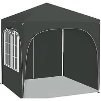 Happyment Opvouwbare Tuinpaviljoen - Voor Buiten - Pergola 2x2m met Zijwanden - Verstelbare Hoogte - Pop-up Pavillon met Waterdichte UV-Bescherming