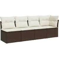 vidaXL Tuinset met bank en kussens, 4-persoons, bruin, polyrotan