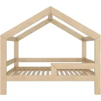 Need Sleep - Montessori Kinderbed Huisbed 80x160 cm - Naturel Hout - Peuterbed met Uitvalbescherming - Symmetrisch