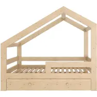 Need Sleep - Huisbed met Lade Montessori Kinderbed - 90x180 cm - Houten Bed voor Kinderen - Asymmetrisch Dak