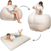 Bananair - Zitzak matras 2-in-1 - Gigantisch poef bed - Gebroken wit