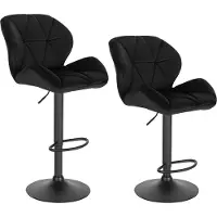 Happyment Barkruk Comfy Zwart - Met rugleuning - Stevig- Velvet - Set van 1 - Keuken - Barstoelen ergonomisch - Verstelbaar in hoogte - Zithoogte 60-82cm