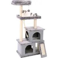 Happyment Luxe Krabpaal voor Katten - Zachte Kattenmand hangmat - Grijs - Kattenspeelgoed - Geschikt voor kleine kittens - Black friday