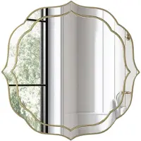 Happyment Venetiaanse Wandspiegel - Grote Luxe Spiegel - Gouden Rand & Afgeschuind Zilveren Glas - Modern Design - Voor Slaapkamer & Hal - 80x80cm