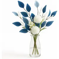 Happyment Zijden bloemen boeket Diva blue - Kunstbloemen - Nepbloemen - Exclusief vaas - Voor binnen - 50CM
