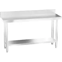 ACXIN RVS Werktafel Met Achterrand 150X50X85 Cm Verstelbare Poten Extra Grote Onderste Opbergruimte
