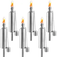 ACXIN Tuinfakkels RVS - Oliefakkels Voor Buiten Met Lampendocht - 6 Stuks 115 cm 330 ml
