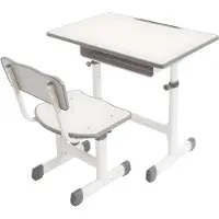 Happiq Kinderbureau met stoel - Voor kinderen - Verstelbaar bureau- en stoeltjesset - Cream