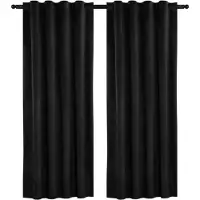 Happyment Gordijnen Set van 2 - Verduisterend - met Plooiband - Isolerend - Gordijn - 225x140cm - Fluweel - Zwart