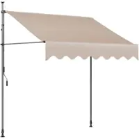 Happyment Luifel Balkon Fioren - Luifelklem voor Tuin en Zonbescherming - Intrekbare, UV-bestendige Luifel zonder Boren - 2,5x1,2m - Khaki
