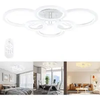 LZQ LED-Ringleuchte, Dimmbare LED Deckenleuchte, Weiß met Fernbediening, Ringvorm, Moderne Schlafzimmer- en Wohnzimmerlampe Voor Stilvolle Inrichting - 96W - Met 5 Ringen