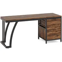 Happiq Computerbureau Luvia - Met 3 lades - 150cm - Bruin - Bureau - Voor thuis of werk en meer
