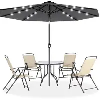 ACXIN handmatige parasol - 350 cm - donkergrijs - niet‑kantelbaar - met LED‑verlichting