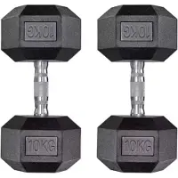 Happiq Halterset Valora - Gewichten - Halters - Voor Krachttraining & Thuisfitness - Compacte Stalen Dumbbells van 10 kg - Set van 2