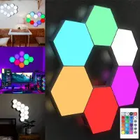 ROSNEK Hexagon LED Wandlamp Binnen - 3 Vaste Wittonen - USB-Aangedreven, Aanraakgevoelig - Hexagon LED Panelen voor Woonkamer Slaapkamer Gamer Kamer - 10 Stuks