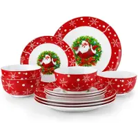 Happyment Regal Serviesset – Kerst 4 persoons – 12 delig – Keramisch – Eetborden – Kleine Borden