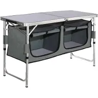Happyment Klaptafel - Campingtafel - 120x47x70 cm - 4 tot 6 personen - Met vakken