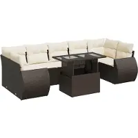 vidaXL 8-delige Loungeset met kussens poly rattan bruin