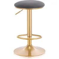 Happyment Luxe Barkruk - Velvet - Barkrukken zonder rugleuning - Grijs/goud - Verstelbaar - 38x61-82cm
