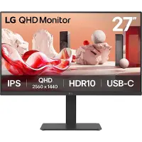 LG 27BA65QB-B - IPS QHD-paneel, in hoogte verstelbaar 65 W laadvermogen, KVM-schakelaar, serieschakeling