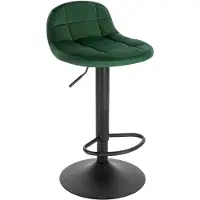 Happyment Luxe Barkurk Erino - Industrial - Donkergroen - Barkrukken set van 1 - Barstoel Kruk - Barstoelen met rugleuning - Keukenstoel - In hoogte verstelbaar - Velvet