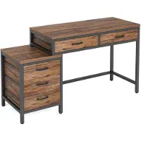 Happiq Computerbureau Duvia - Met 3 lades - 150cm - Bruin - Bureau - Voor thuis of werk en meer