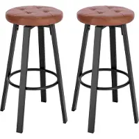 Happyment Barkruk Nori - Bruin - Met rugleuning - Barstoelen ergonomisch - Zithoogte 60-82cm - Set van 2 - Keuken en bar