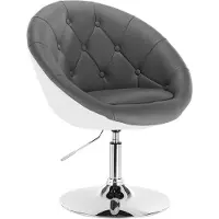 Happyment Barkruk Nero Deluxe - Industrial - Grijs/Wit - Barkrukken set van 1 - Barstoel Kruk - Barstoelen met rugleuning - Keukenstoel - In hoogte verstelbaar - Kunstleer