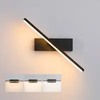 ROSNEK Moderne LED Wandlamp Binnen Zwarte - 30cm - 330° Draaibare - Warm Wit 3000K 6W 600LM - Aluminium Binnenverlichting voor Slaapkamer/Woonkamer/Spiegel