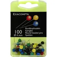 Exacompta Doos met 100 bolvormige prikbordspelden - punthoogte 15mm - 4mm diameter - Geassorteerd - 14345E