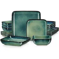 Happyment Vittoria Serviesset - 16 delig - 4 persoons - Groen - Dinerborden - Bordenset - Diepe borden - Servies - Ontbijtborden - Keukenservies