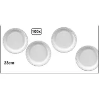 TakeAware 100x Bord wit 1 vaks 23cm - BBQ verjaardag carnaval diner eten festival gebak bbq thema feest