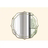 Happiq Wandspiegel Aurea - Venetiaanse Luxe Spiegel - Gouden Rand - Modern Design - Voor Slaapkamer & Hal - 80-x80cm