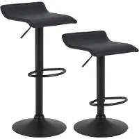 Happyment Barkrukken Wavey Zwart - Set van 2 - Keuken - Barstoelen - Zonder rugleuning - Verstelbaar in hoogte - Zithoogte 56-78cm