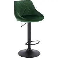 Happyment Designer Barkruk Herli - Met rugleuning - Stevig - Ergonomische barstoel - Velvet - Zithoogte 60 - 82cm - Donkergroen - Set van 1 - Keuken en bar - In hoogte verstelbaar