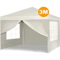 Happyment Partytent open - Beige - Met zijwanden - Opvouwbaar - Easy up - Paviljoen - Waterdicht weerbestendig - 3x3 m