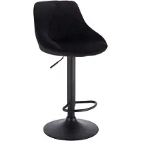 Happyment Designer Barkruk Nilo - Met rugleuning - Velvet - Stevig - Ergonomische barstoel - Zithoogte 60 - 82cm - Zwart - Set van 1 - Keuken en bar - In hoogte verstelbaar