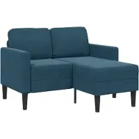 vidaXL 2-zitsbank met ligstoel L-vormig 125 cm fluweel blauw