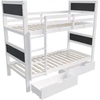 Happyment Stapelbed Fioren voor kinderen - 90x200 cm - Kinderbedden - Hoogslaper - Met Hoektrap, valbeveiliging en raam - Peuterbed