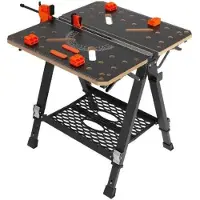 Happyment Inklapbare Werktafel - Professioneel - Houtbewerking - 7 Werkhoogtes - Klemsysteem - 454KG laadvermogen - Zwart
